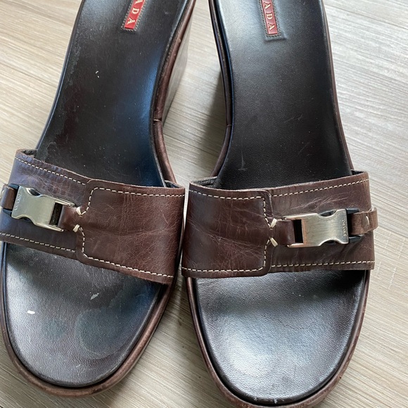 Prada brown wedge sandals - Picture 1 of 4